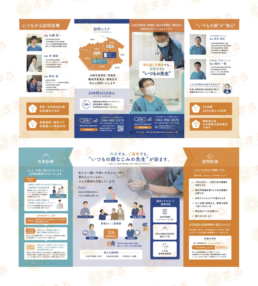 訪問診療用観音折りパンフレット